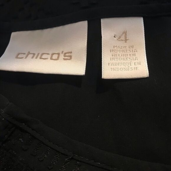 Chico's Sheer Tunic Blouse Women's Plus Size XXL Black Geometric 3/4 Sleeves - Picture 11 of 13